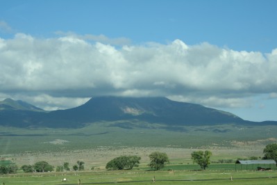Ute Mountain with the Peak in Low Clouds