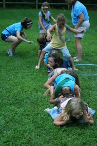 Kids Playing Leapfrog